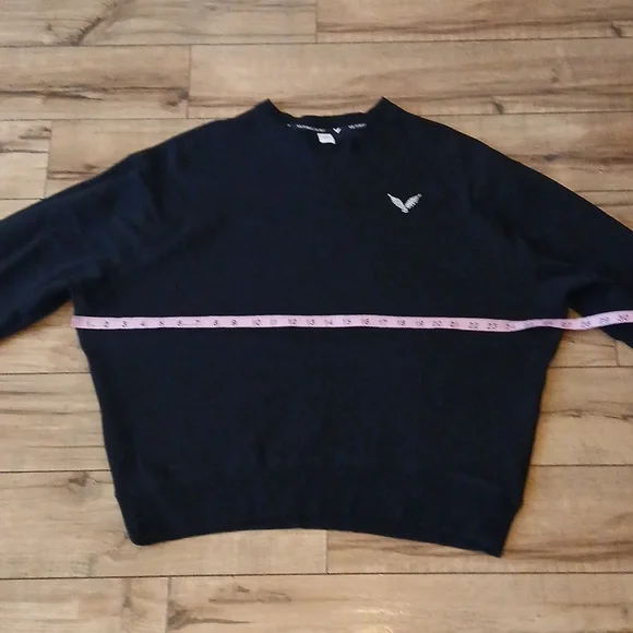 Victoria's Secret Angel Rhinestones Logo Women's Black Fleece Sweatshirt. Size M - Picture 13 of 17